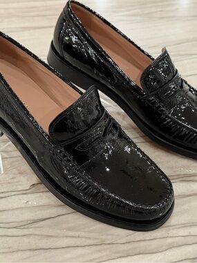 Cole Haan Patent Leather Penny Loafers - Black